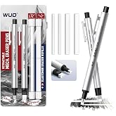 WUO Pen Style Eraser Set, 2 Pack with 4 Refills, Round &amp; Square Tips | Silver Retractable Precision Eraser Pens for Drawing, Sketching &amp; Detail Correction, Smudge-Free TPE for School &amp; Office