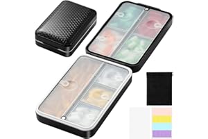 OUVBTX Travel Pill Organizer, Pill Organizer Travel with Labels and Storage Bag, 8 GRIDS Large Travel Pill Box, Moisture-Proof Airtight Daily Pill Case for Vitamin, Medicine, Fish Oil/Supplements, Black
