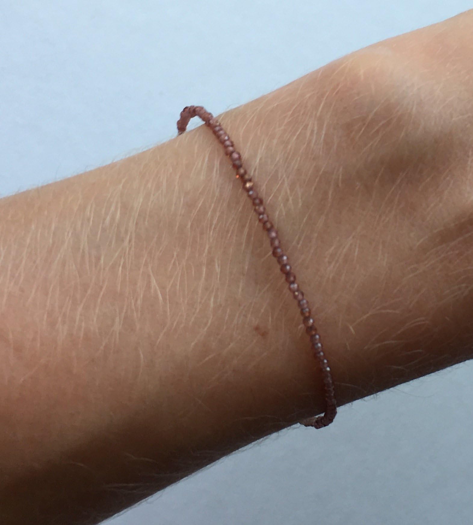 Genuine Natural Red Garnet Tiny Beaded Gemstone Bracelet - Delicate, Feminine, Handmade, Wine, Minimalist, Understated | Real Gem Jewellery | Birthday, Gift, Anniversary