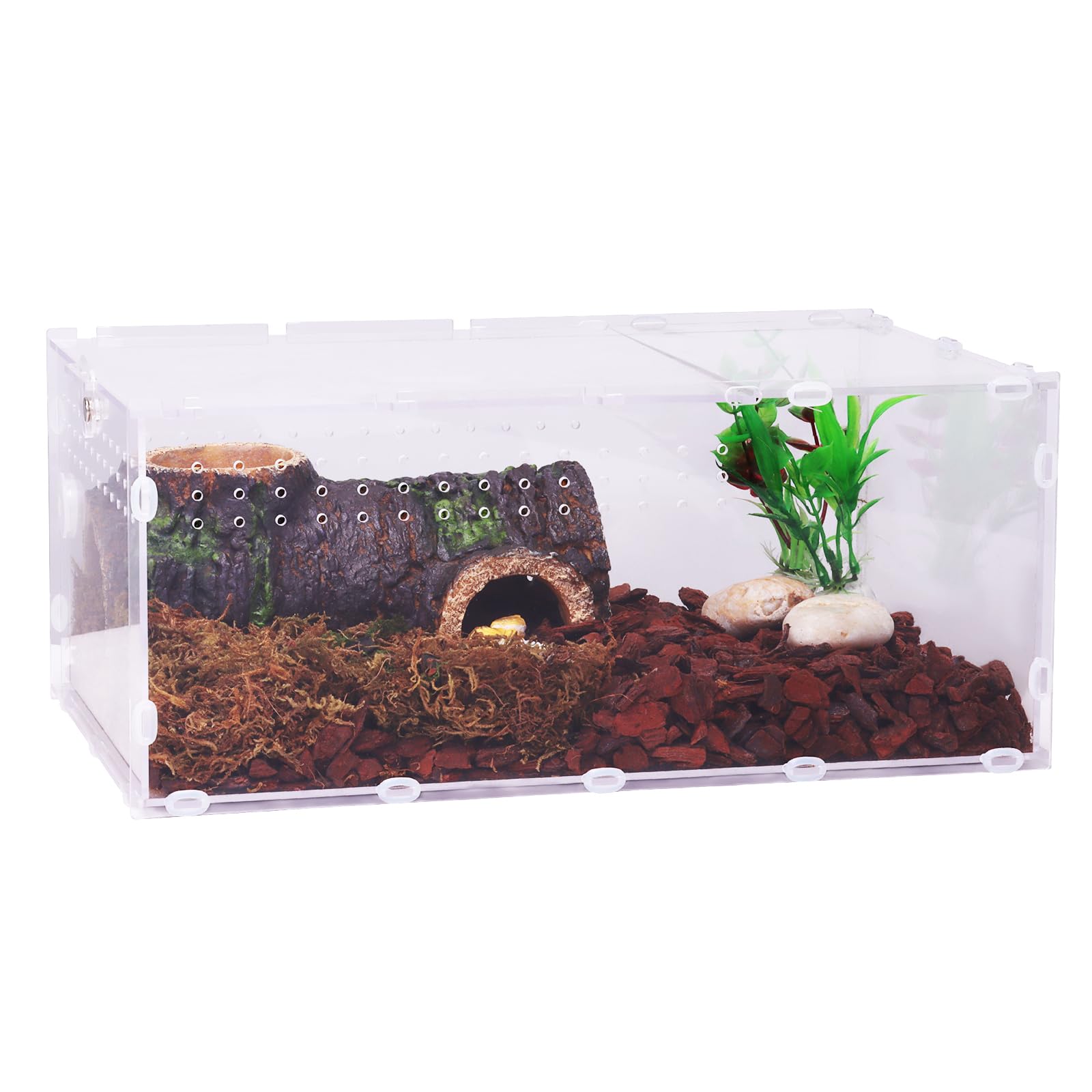 DERNORD Reptile Jumping Spider Enclosure - Acrylic Box 20x15x35cm Mini Terrarium for Jumping Spiders Stick Insect Praying Mantis