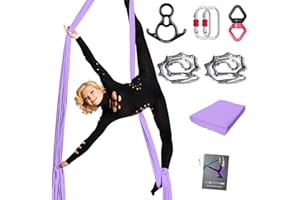 PRIOR FITNESS Aerial Silks Set, Professional Thicker Low Stretch Fabric 9/15/20 Yards Aerial Silk Swing Set with Hardware Guide, Yoga Starter Kit For Home, Aerial Yoga Hammock, Silks for Gymnastics, Antigravity Yoga, Inversion Exercise-All Levels