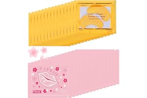 MINFEI 30 Pairs Lip Mask & Under Eye Mask, 24K Gold Gel Eye Masks,Moisturizing Collagen Lip Masks Crystal Lip Care Gel Pads Patches, for Dry Lips,Effectively Nourishes Lip & Eye Skin Care