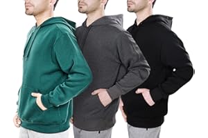 WHITE PEAK TRADING COMPANY Mens Workout Hoodie, 3 Pack Long Sleeve Fleece Lightweight Pullover Hooded Sweatshirt with Pocket