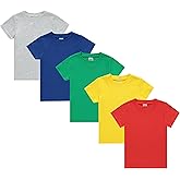 Cudlie 5-Pack Toddler Boys’ T-Shirts – Soft Cotton Tees for 12M to 4T – Solid Colors, Everyday Value, Soft and Comfy