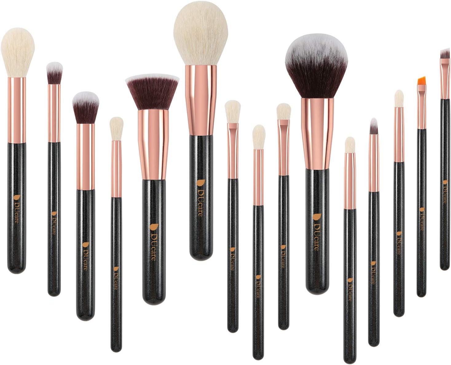 DUcare Makeup Brushes Set 15Pcs Professional Foundation Face Eyeshadow Eyeliner Highlighter Travel Makeup Brushes black