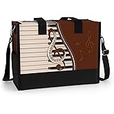 84hoods Large Tote Bag for Women with Pockets and Zipper. Gift for Music Teachers and Piano Lovers.