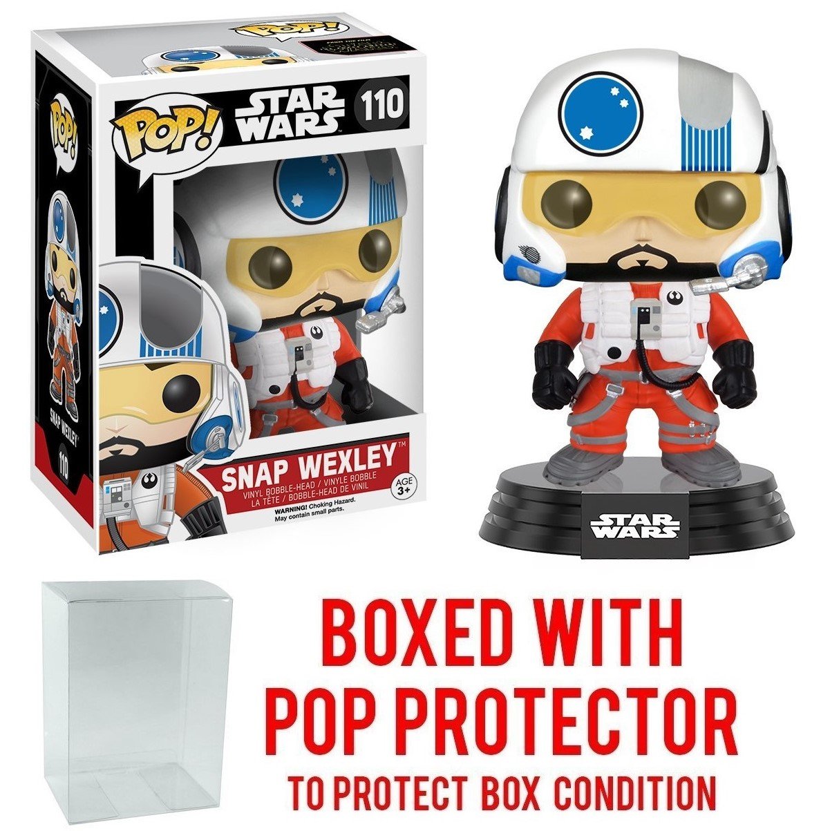 Funko Pop! Star Wars: The Force Awakens - Snap Wexley X-Wing Pilot #110 Vinyl Figure (Bundled with Pop BOX PROTECTOR CASE)