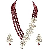 Aheli Floral Crystal Pearl Necklace with Drop Earrings Indian Traditional Bollywood Ethnic Jewelry Set Gift for Women