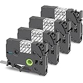 HOCALORT TZe-131 12mm 0.47 Laminated Clear Replacement for Brother P-Touch Label Tape TZe-131 Compatible with Brother Label Maker Tape Black on Clear Work for Ptouch PT-H110 PT-D210 Refills, 4-Pack