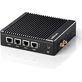 VNOPN Fanless Firewall Appliance Intel J3710 4C/4T, Firewall Mini PC, 4 x Intel i226 LAN Ports, Network Gateway, Soft Router, Support PF-Sense/OPN-Sense, AES-NI (8GB RAM 128GB SSD)