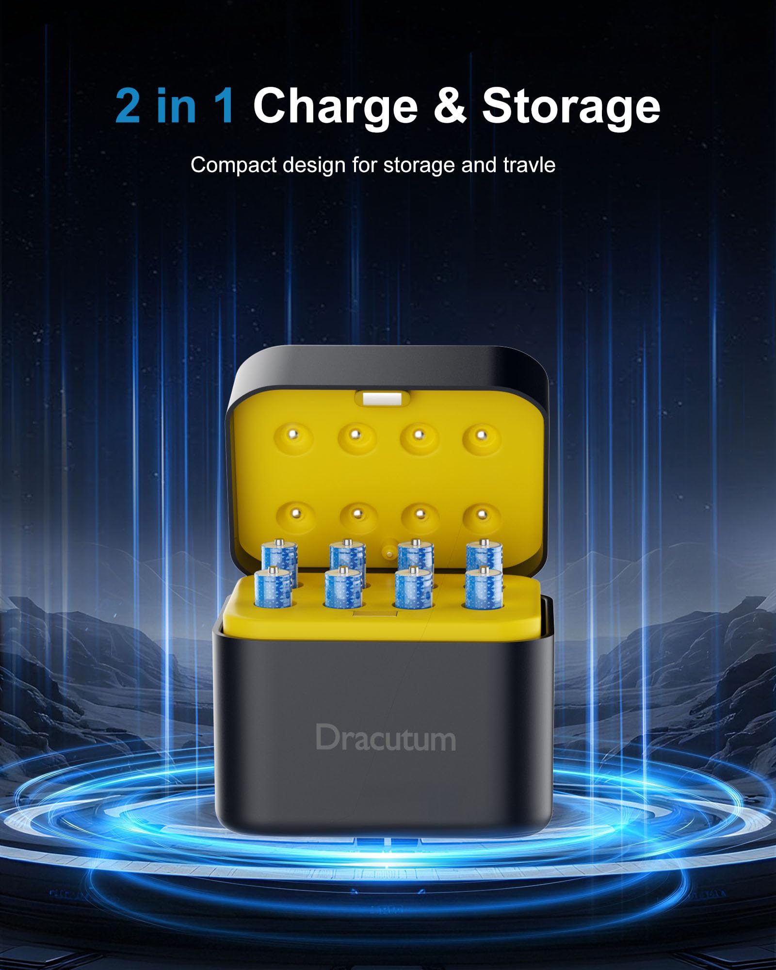 Dracutum AAA Rechargeable Batteries Lithium 8 Pack with Fast Charger - 1300mWh High Capacity 1.5V Constant Output Rechargeable AAA Batteries, 2000 Cycles Long-Lasting Li-ion Triple a Batteries