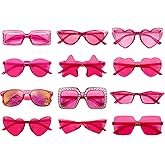 12 Mixed Pink Style Sunglasses Retro Party Favors Bulk Classic Eyewear Costume Glasses for Women