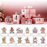 Ctosree 120 Pcs Christmas Pink Gingerbread Name Tag Stickers Pink Christmas Gift Tags Pastel Gingerbread Self-Adhesive Label Decals for Xmas Holiday Gift Box Classroom Party Decoration