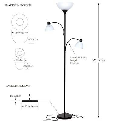 Buy Brightech Sky Dome Double High Brightness Torchiere Floor Lamp With 2 Reading Lights For Living Rooms Bedrooms Replace Halogen Standing Lamps With Efficient Led Office Lighting Tall Black