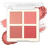 4 Color Matte Blush Palette for Cheeks - Highly Pigmented Pressed Powder for Face Blush Makeup, Long Lasting &amp; Waterproof, Natural Nude, Pink &amp; Red Shades for All Skin Tones (03 Dusty Rose)