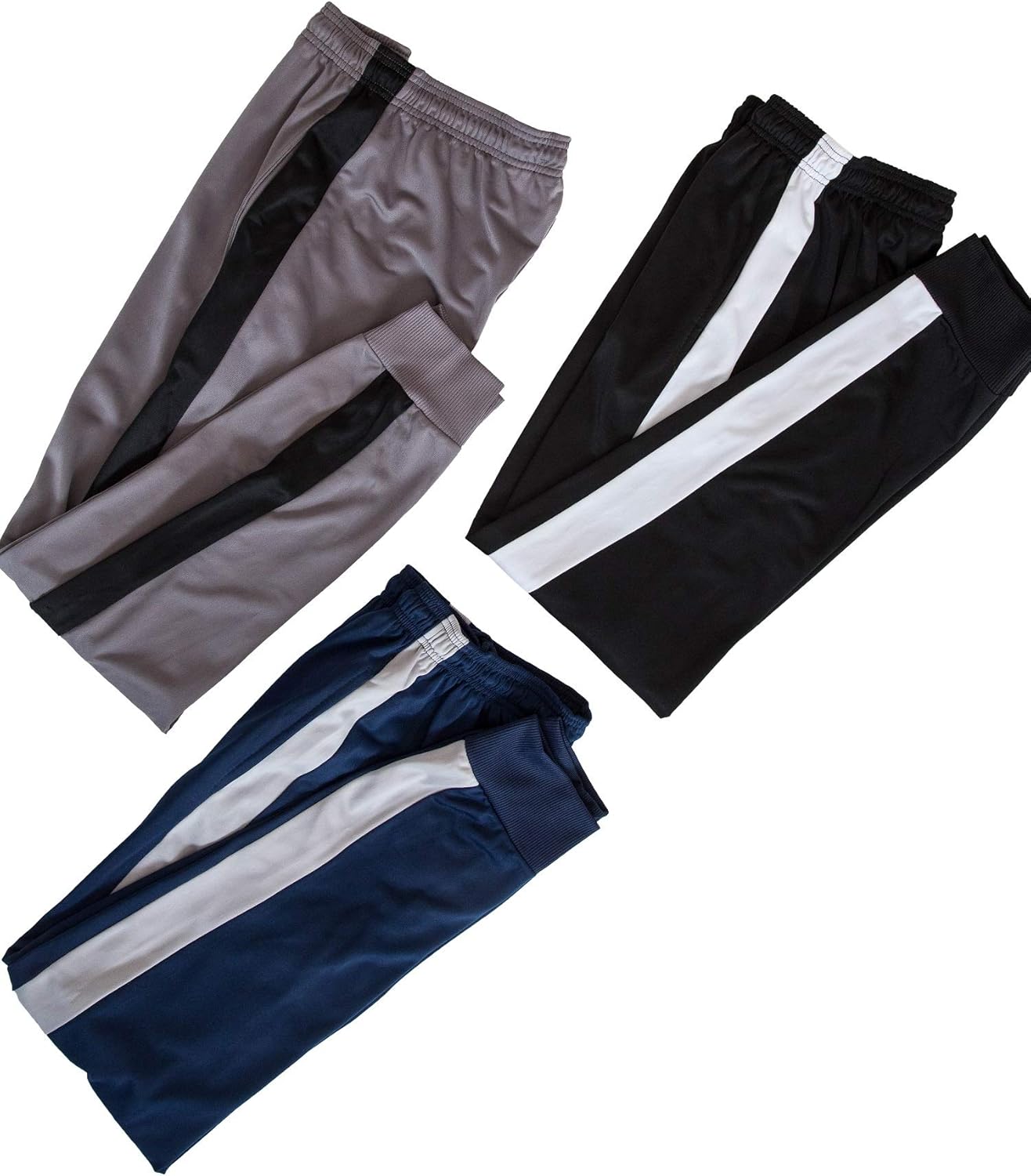 Real Essentials 3 Pack: Boy's Active Athletic Casual Jogger Sweatpants with Pockets: Clothing