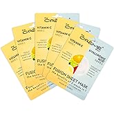 The Crème Shop - Vitamin C & Hyaluronic Acid Fusion Full Face Masks, Korean Facial Skin Care and Moisturizer - Hydrating, blackhead remover, scar cream Natural Beauty Essence - 5 Sheets Set