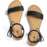 Rekayla Women's Sandals Open Toe Tie Up Ankle Wrap Flat Sandals for Women Comfortable Casual Dressy Summer Shoes Cute Strappy Lace Up Sandal