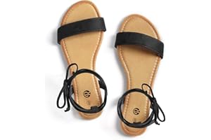 Rekayla Open Toe Tie Up Ankle Wrap Flat Sandals for Women