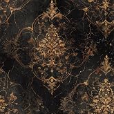 Yzogbry 18"x236" Vintage Baroque Elegant Gold Black Damask Flower Peel and Stick Self Adhesive Wallpaper Removable Contact Paper Stick on Easy Peel Off Wall Paper for Kitchen Bedroom Bathroom Renter