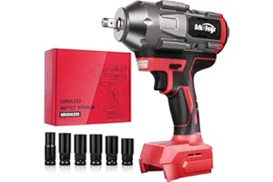 Cordless Impact Wrench 1/2 inch Up to 740FT-LBS for Milwaukee 18V (No Battery), Electric Impact Gun Cordless with 3 Speed Mod