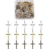 Beadthoven 150pcs 3Colors Tibetan Style Alloy Cross Charms Pendants Mini Metal Crucifix Cross Necklace Dangle Charm Beads for DIY Necklace Bracelet Choker Making Accessories