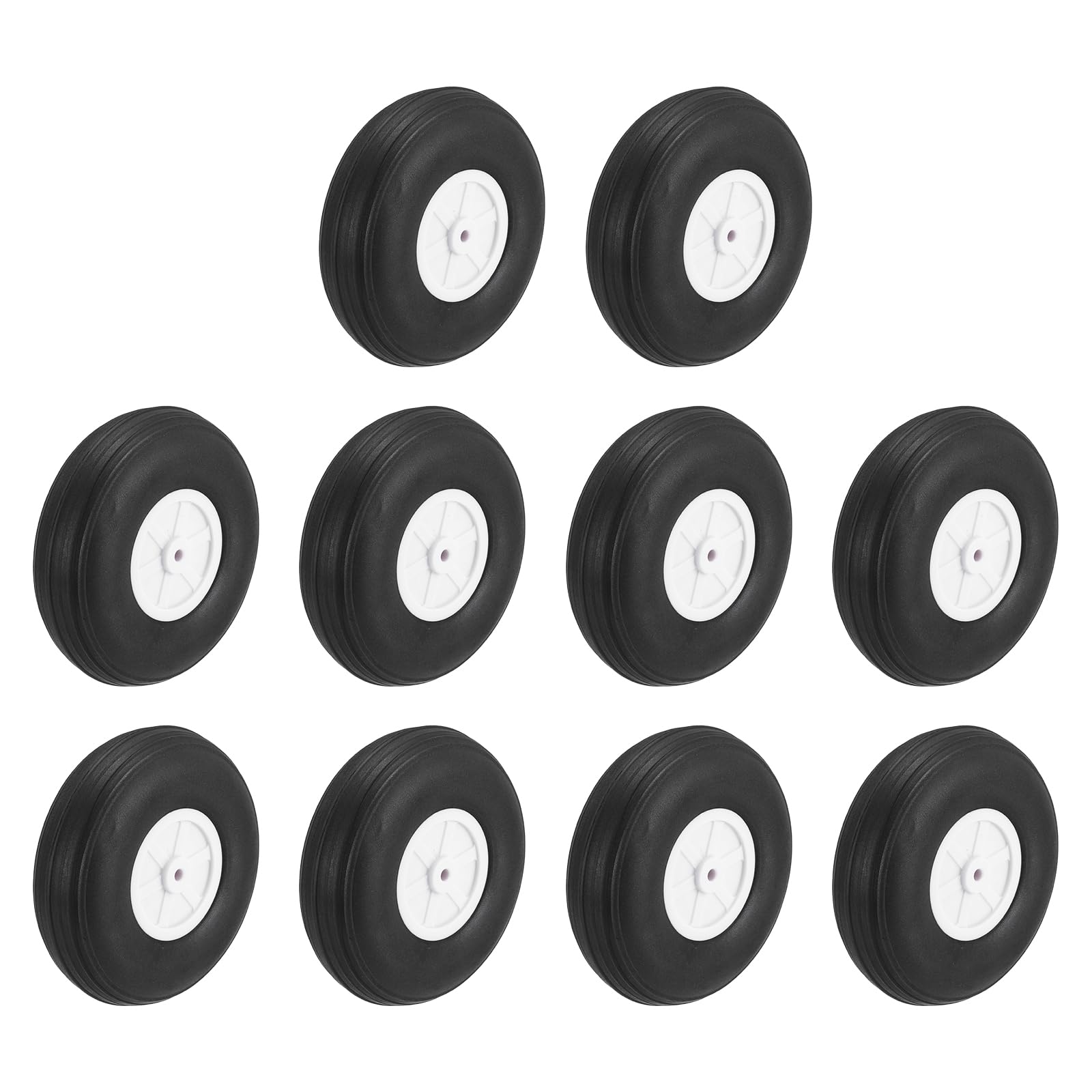 sourcing map 10Pcs RC Airplane Wheels 3" OD Aircraft PU Rubber Tire Tail Airplanes Wheel Replacement for DIY Model Plane Helicopter Car — image 1