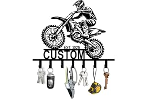 Duckbe Personalized Motorcycle Key Holder for Wall, Custom Name Metal Key Holder, Coat Hooks, Jacket Hanger Organizer, Home D