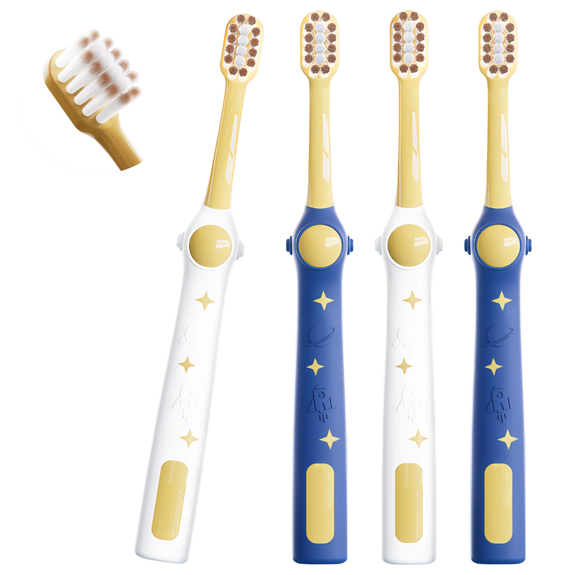 EASICUTI Extra Soft Kids Toothbrushes 4 Pack, Space