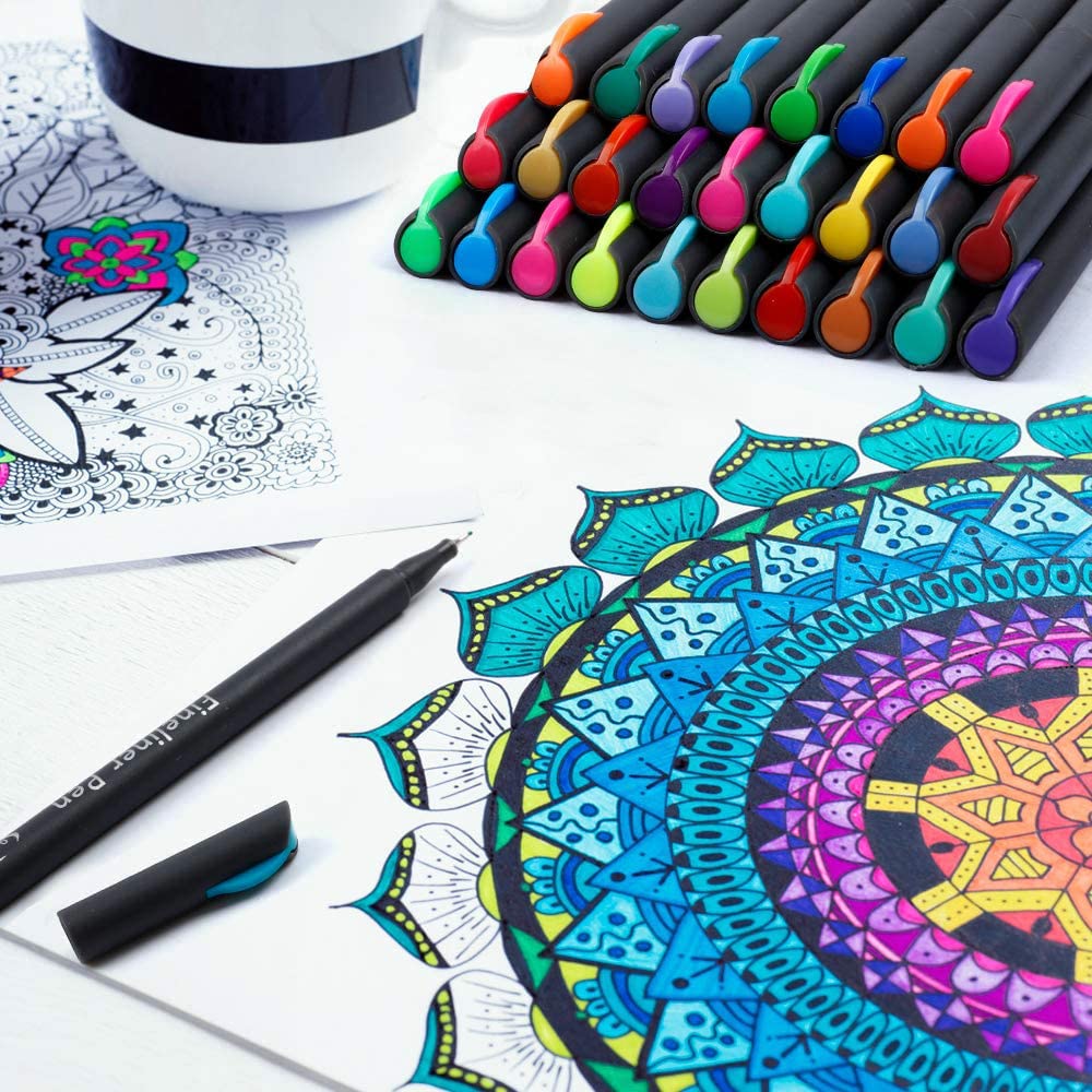 108 Pack Planner Colored Pens, 100 Assorted Colors Drawing Pens with 8 Different Stencils, Perfect for Dotted Journal Planner Writing Note Calendar Coloring Office School Supplies
