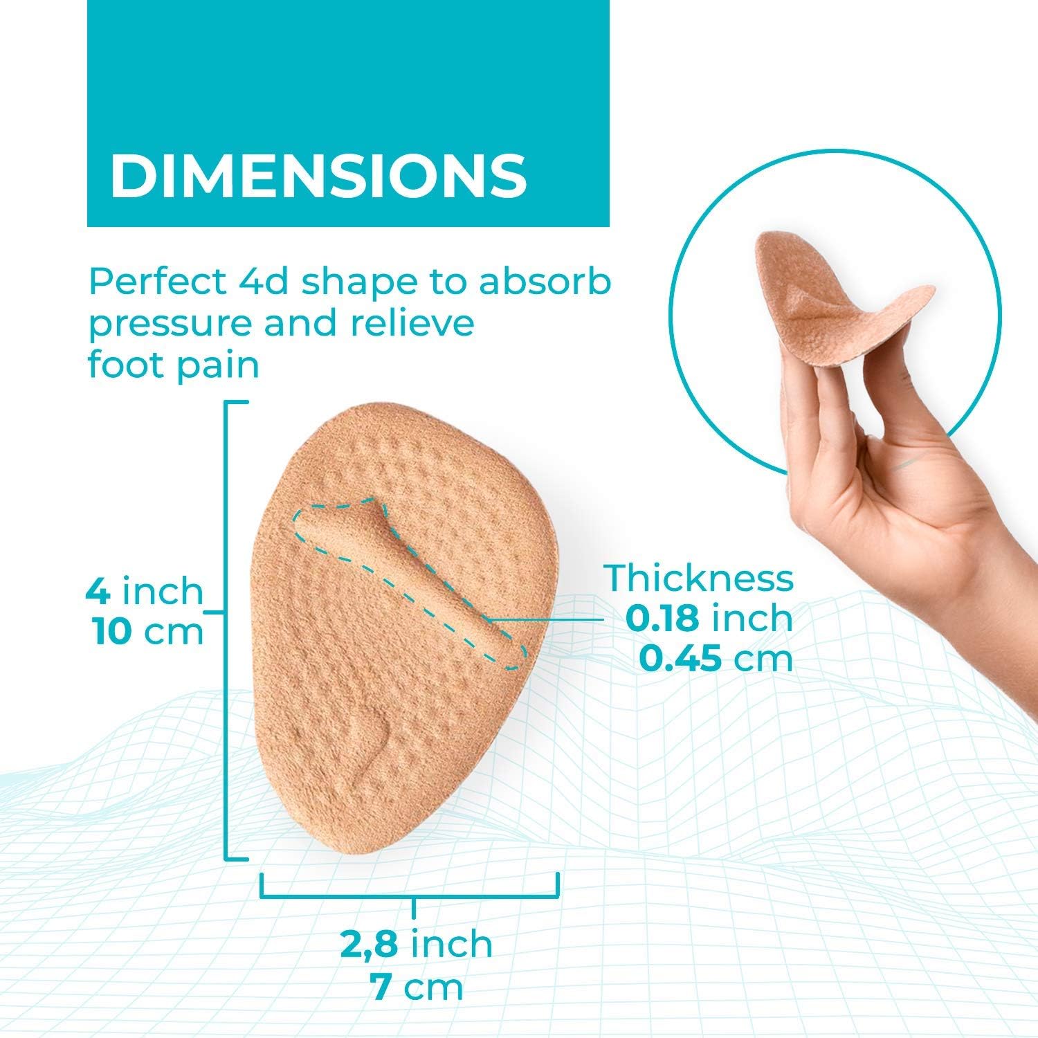 Metatarsal Pads Ball of Foot Cushions - 2 Pairs Beige Soft Gel Insoles Supports, Forefoot Cushioning Pads Shoe Inserts for Women - Fast Pain Relief & All Day Comfort, One Size Fits for High Heel Shoes: Health & Personal Care