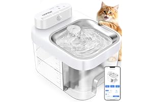 HAPAW Cat Water Fountain, App Monitoring Separated Clean & Waste Water Wireless Smart Pet Water Fountain, 5000mAh Battery & Plug-in Automatic Water Dispenser for Cats Indoor and 2.4G Wi-Fi, No Filter