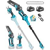 SEESII 4-in-1 Pole Saw &amp; Pruning Shears Combo Kit with Brushless Motor | 2 x 4000mAh Batteries, 6" Mini Chainsaw &amp; 1.2" Handheld Pruner with Extension Pole for Limb Branch Cutting Tree Trimming