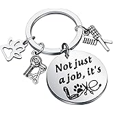 ENSIANTH Dog Groomer Keychain Pet Groomer Gift Not just a Job It's Love Paw Print Love Charm Keychain Dog Hairdresser Gift