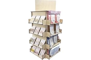 TORCHED DISPLAYS 4-Sided Rotating Display Stand - Craft Shows, Trade Shows, Markets - Small & Medium-Sized Items like Stickers, Postcards, Coasters, Note Pads, Napkins - Heavy-Duty, Easy to Assemble (Natural)…