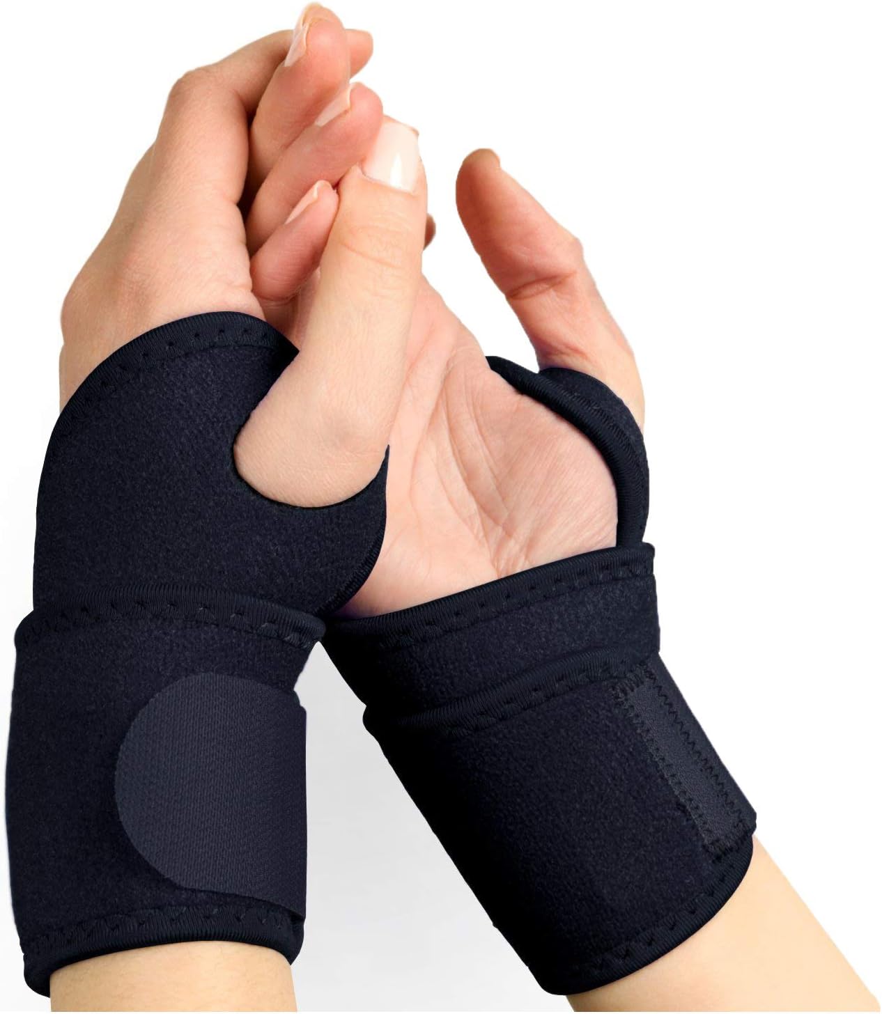 Wrist Brace,Wrist Wraps Support Hholding [2 Pack] Adjustable Straps Fits for Carpal Tunnel,Volleyball,Badminton,Tennis,Basketball,Weightlifting-For Women and Men Left and Right Hand Black