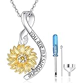 Zhi Kexin Daisy Sunflower Urn Necklace for Ashes for Women 925 Sterling Silver Flower Cremation Memorial Pendant Keepsake Jewelry Gifts