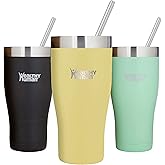 Healthy Human Stainless Steel Tumbler with Straw & Lid | Splash Proof Insulated Travel Cup | Eco-Friendly Coffee Tumblers | Water Cups with Straws Cleaner and Splash Proof Lids (32oz, Limoncello)