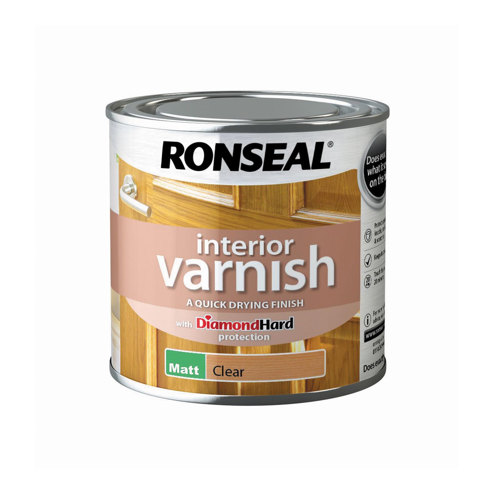 Ronseal RSLIVMCL250 Interior Varnish Quick Dry Matt Clear, 250 ml