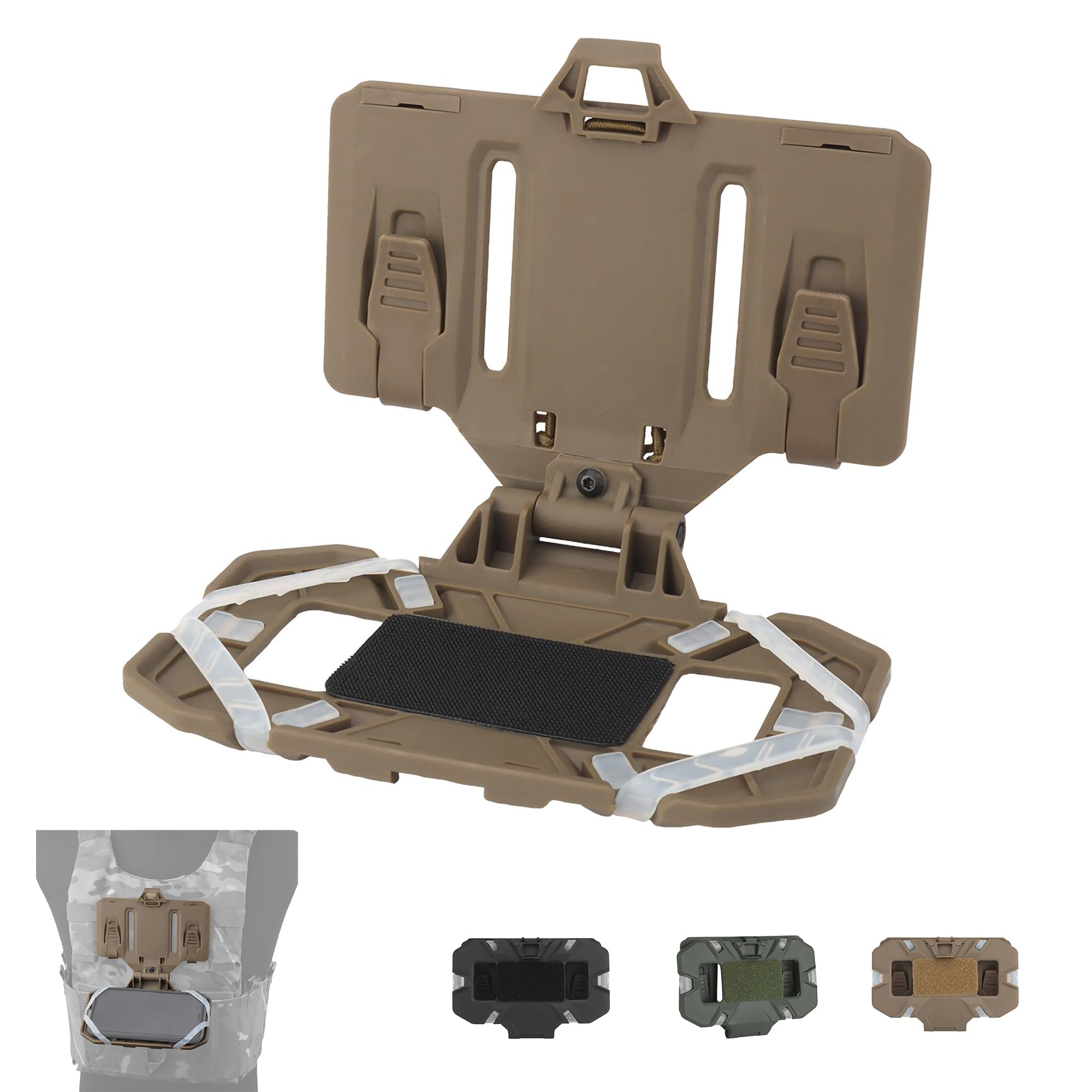 JEIMAI Tactical Phone Holder Universal Vest Phone Carrier Case for Screen Size 4.7"-6.7",Molle Cell Phone Chest Mount for Airsoft Vest Plate Carrier (Tan)