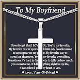 EPIRORA Cross Necklaces Gifts for Men, Silver Cuban Link Chain Necklace Gifts for Dad Son Grandson Uncle Nephew Boyfriend