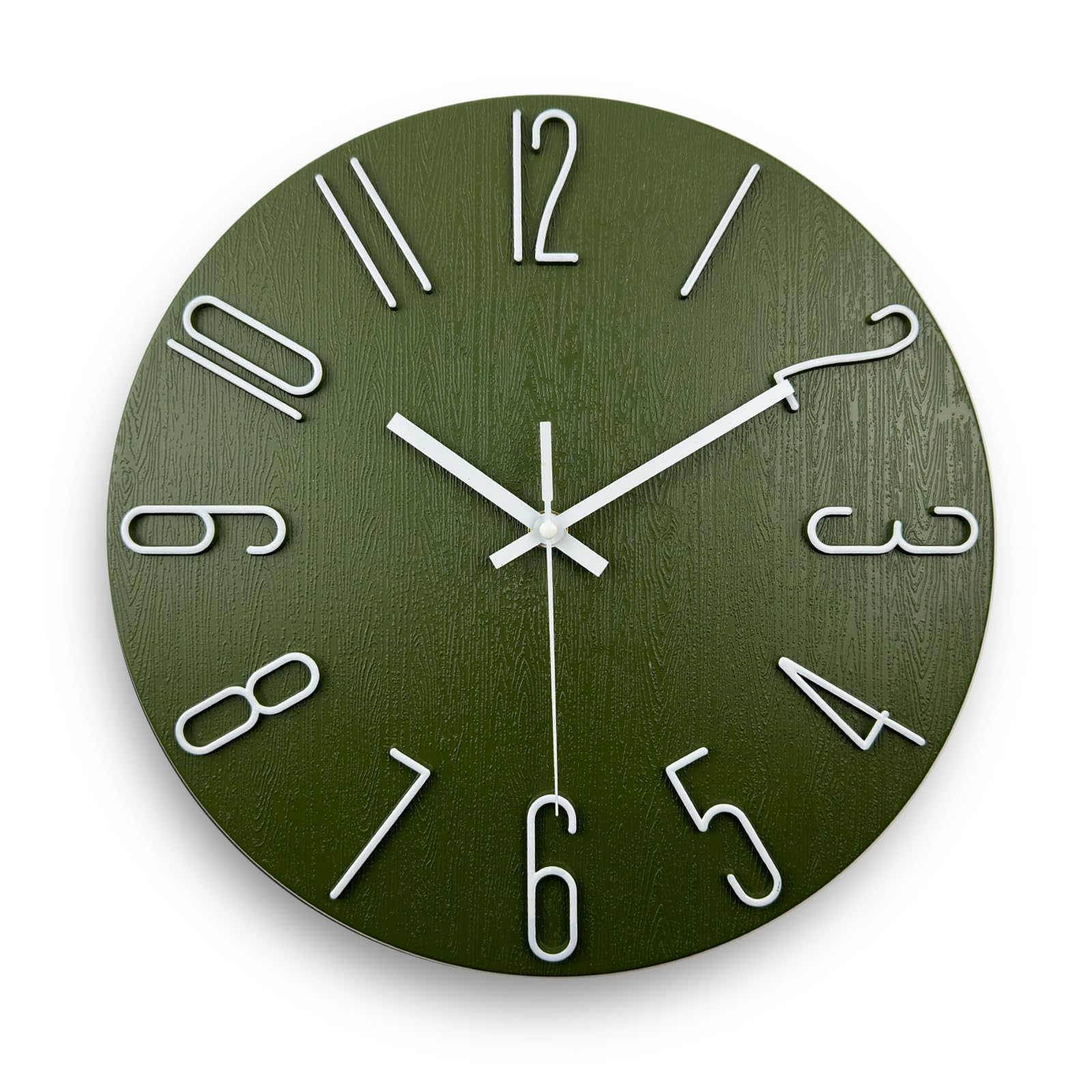 Photo 1 of fapugh 12 Inch Wall Clock Silent Non Ticking, Preciser Modern Style Decor Clock for Home, Office, School, Kitchen, Bedroom, Living Room (Green)