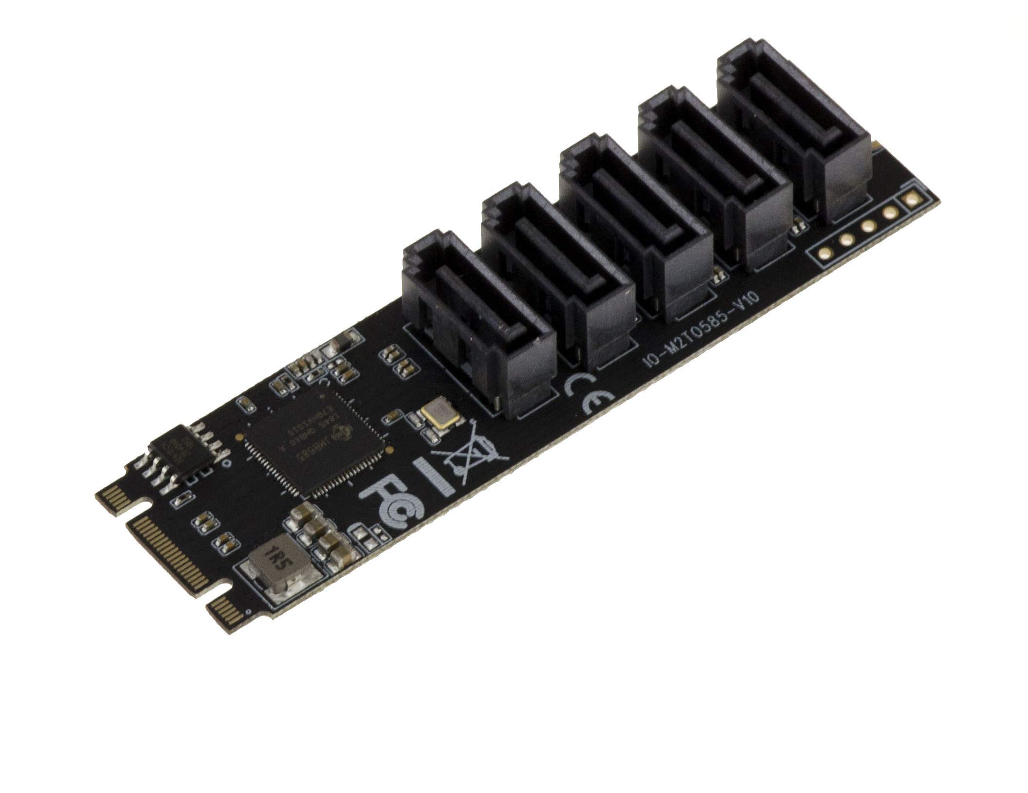 KALEA-INFORMATIQUE M.2 (M2 NGFF) PCIe M or B+M Key 5 port SATA 3.0 6Gbps controller board with JMB585 chipset