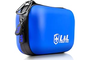 L&L FIRST AID 120-Piece First Aid Kit for Travel,Car & Emergency Survival - Compact Waterproof Medical Supplies with Trauma Bandages,Burn Gel & Fever Cooling Patch | Portable for Camping,Hiking,Sports(Blue)
