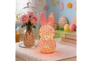 Lighted Easter Hollow Out Bunny Figurine, 3D Printed Hollow Out Bunny Lamp, 5inch Light up Easter Rabbit Statues, Easter Orna