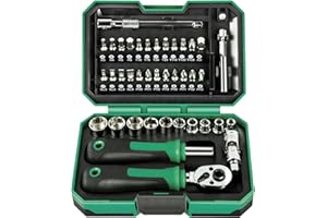 Faoyoon 39 Piece Rachet Wrenches Set, Shallow Socket Metric(4-13mm), Premium Mini Ratcheting Wrench,Spinner Handle, Screwdriv