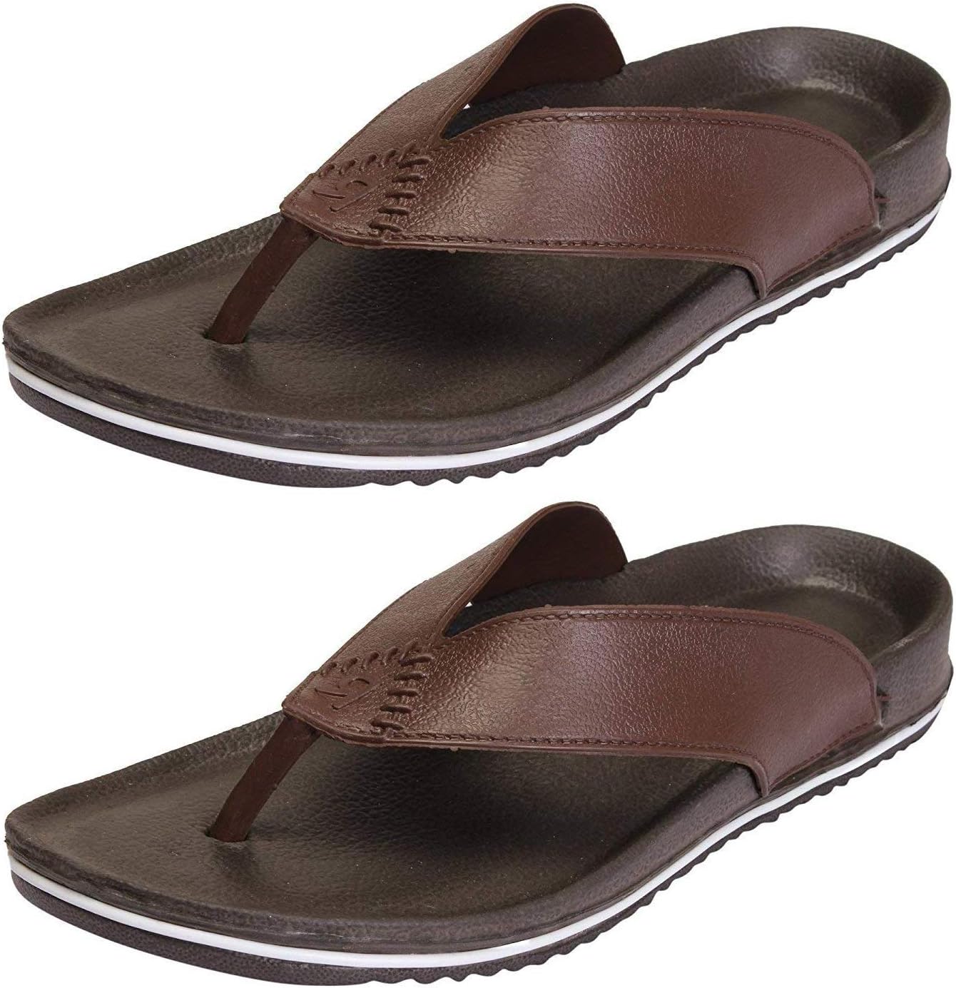 CLYMB Men's Perfect Combo Pack of 2 Brown Casual Slippers for Men's
