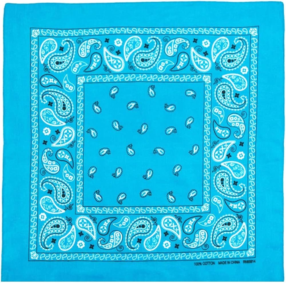 LM 12Pcs Bandanas 100% Cotton Paisley Print Head Wrap Scarf Wristband (Multi Color): Clothing