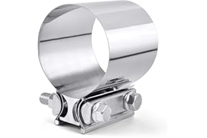 SPEEDWOW 2.25 Inch Exhaust Clamp, Stainless Steel, Silver, Round, Automotive Exhaust Clamps