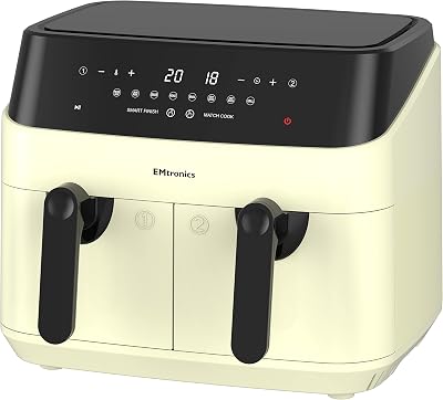 EMtronics Dual Air Fryer 9L 8 Pre-sets Cream